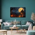 QUADRO SU TELA – CASA STREGATA SOTTO LA LUNA PIENA - QUADRI HALLOWEEN E HORROR - STAMPE E QUADRI