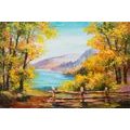 WALLPAPER OIL PAINTING OF A MOUNTAIN LAKE - WALLPAPERS WITH IMITATION OF PAINTINGS - WALLPAPERS