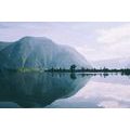 CANVAS PRINT PAINTED SCENERY OF A MOUNTAIN LAKE - PICTURES OF NATURE AND LANDSCAPE - PICTURES