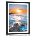 POSTER MIT PASSEPARTOUT ROMANTISCHER SONNENUNTERGANG - NATUR - POSTER