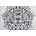 WALLPAPER ABSTRACT ETHNIC MANDALA IN BLACK AND WHITE - BLACK AND WHITE WALLPAPERS - WALLPAPERS