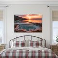 TABLEAU SUR TOILE – COUCHER DE SOLEIL ROSE SUR LE LAC SALÉ - TABLEAUX DU LAC - TABLEAUX