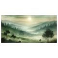 WANDBILD BÄUME IM NEBEL - BILDER VON SONNENAUFGANG UND SONNENUNTERGANG - BILDER