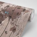 SELF ADHESIVE WALLPAPER MAP ON A WOODEN BASE - SELF-ADHESIVE WALLPAPERS - WALLPAPERS