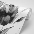 SELF ADHESIVE WALLPAPER BLACK AND WHITE TULIPS IN AN INTERESTING DESIGN - SELF-ADHESIVE WALLPAPERS - WALLPAPERS