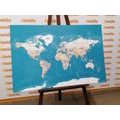 CANVAS PRINT WORLD MAP IN A STYLISH DESIGN - PICTURES OF MAPS - PICTURES