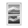 POSTER WITH MOUNT JAPANESE MOUNT FUJI IN BLACK AND WHITE - NATURE - POSTERS