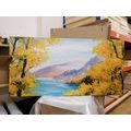 CANVAS PRINT OIL PAINTING OF A MOUNTAIN LAKE - PICTURES OF NATURE AND LANDSCAPE - PICTURES