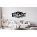 5-PIECE CANVAS PRINT ARTISTIC SKULL IN BLACK AND WHITE - BLACK AND WHITE PICTURES - PICTURES