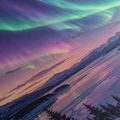 OBRAZ ZORZA POLARNA NAD GÓRAMI - OBRAZY ZORZY POLARNEJ - OBRAZY