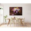 CANVAS PRINT STILL LIFE WITH AUTUMN CHRYSANTHEMUMS - PICTURES FLOWERS - PICTURES