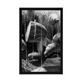 POSTER HANGING PASTRIES ON A ROPE IN BLACK AND WHITE - BLACK AND WHITE - POSTERS