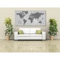 CANVAS PRINT WORLD MAP WITH A COMPASS IN RETRO STYLE IN BLACK AND WHITE - PICTURES OF MAPS - PICTURES