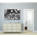 CANVAS PRINT HARMONIOUS HOME IN BLACK AND WHITE - BLACK AND WHITE PICTURES - PICTURES