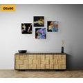 CANVAS PRINT SET COLORFUL ABSTRACTION ON A BLACK BACKGROUND - SET OF PICTURES - PICTURES