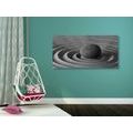 CANVAS PRINT MEDITATING STONE IN BLACK AND WHITE - BLACK AND WHITE PICTURES - PICTURES