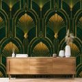 FOTÓTAPÉTA ARANY ART DECO LEGYEZŐK ZÖLD ALAPON - MINTÁS TAPÉTÁK - TAPÉTÁK