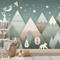 SELBSTKLEBENDE TAPETE KINDER BERGLANDSCHAFT MIT BÄR - KINDERTAPETEN - TAPETEN