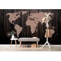 SELF ADHESIVE WALLPAPER MAP WITH A COMPASS ON WOOD - SELF-ADHESIVE WALLPAPERS - WALLPAPERS
