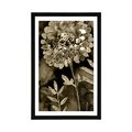 POSTER WITH MOUNT BEAUTIFUL FLOWERS IN SEPIA DESIGN - BLACK AND WHITE - POSTERS