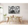 CANVAS PRINT POPPIES ON AN ABSTRACT BACKGROUND IN BLACK AND WHITE - BLACK AND WHITE PICTURES - PICTURES