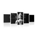 5-TEILIGES WANDBILD BUDDHA-STATUE IN SCHWARZ-WEISS - SCHWARZ-WEISSE BILDER - BILDER