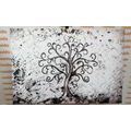 CANVAS PRINT SYMBOL OF THE TREE OF LIFE IN BLACK AND WHITE - BLACK AND WHITE PICTURES - PICTURES