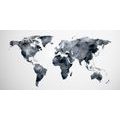 DECORATIVE PINBOARD POLYGONAL MAP OF THE WORLD IN BLACK AND WHITE - PICTURES ON CORK - PICTURES