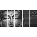 5-TEILIGES WANDBILD BUDDHAS GESICHT IN SCHWARZ-WEISS - SCHWARZ-WEISSE BILDER - BILDER