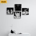 CANVAS PRINT SET HEAVENLY JOY IN BLACK AND WHITE - SET OF PICTURES - PICTURES