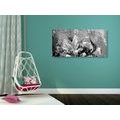 CANVAS PRINT PAINTED PEONIES IN A MODERN BLACK AND WHITE - BLACK AND WHITE PICTURES - PICTURES