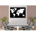 CANVAS PRINT WHITE MAP ON A BLACK BACKGROUND - PICTURES OF MAPS - PICTURES