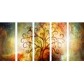 5-TEILIGES WANDBILD BAUM DES LEBENS MIT ABSTRAKTION DES UNIVERSUMS - BILDER MIT FENG SHUI-MOTIVEN - BILDER