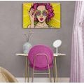 IMPRESSION SUR TOILE FEMME AUX CHEVEUX ROSES - POP ART IMPRESSIONS SUR TOILE - IMPRESSION SUR TOILE