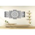 5-PIECE CANVAS PRINT MANDALA OF HARMONY IN BLACK AND WHITE - BLACK AND WHITE PICTURES - PICTURES