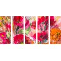 5-PIECE CANVAS PRINT PAINTED FLORAL STILL LIFE - PICTURES FLOWERS - PICTURES