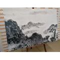 CANVAS PRINT TRADITIONAL CHINESE LANDSCAPE PAINTING IN BLACK AND WHITE - BLACK AND WHITE PICTURES - PICTURES