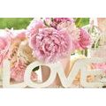 CANVAS PRINT WITH THE ROMANTIC INSCRIPTION LOVE - PICTURES WITH INSCRIPTIONS AND QUOTES - PICTURES