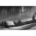 CANVAS PRINT FAIRY-TALE WINTER LANDSCAPE IN BLACK AND WHITE - BLACK AND WHITE PICTURES - PICTURES