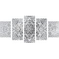 5-PIECE CANVAS PRINT ETHNIC MANDALA IN BLACK AND WHITE - BLACK AND WHITE PICTURES - PICTURES