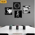 CANVAS PRINT SET FENG SHUI IN BLACK AND WHITE - SET OF PICTURES - PICTURES