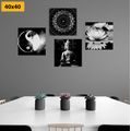 SET TABLOURI FENG SHUI ÎN DESIGN ALB-NEGRU - COMPOZIȚIE DE TABLOURI - TABLOURI