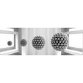 CANVAS PRINT BLACK AND WHITE SPHERES IN SPACE - BLACK AND WHITE PICTURES - PICTURES