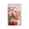 POSTER BOUQUET OF PINK CARNATIONS IN A BASKET - VASES - POSTERS