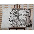 CANVAS PRINT ALMIGHTY WITH A LION IN BLACK AND WHITE - BLACK AND WHITE PICTURES - PICTURES