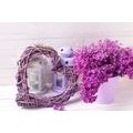 WALL MURAL WICKER HEART WITH LILAC - WALLPAPERS VINTAGE AND RETRO - WALLPAPERS