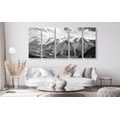 5-PIECE CANVAS PRINT BEAUTIFUL MOUNTAIN PANORAMA IN BLACK AND WHITE - BLACK AND WHITE PICTURES - PICTURES