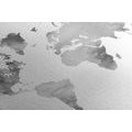 CANVAS PRINT WORLD MAP IN BLACK AND WHITE WATERCOLOR DESIGN - PICTURES OF MAPS - PICTURES