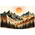 SAMOLEPÍCÍ TAPETA HORSKÁ KRAJINA S VYCHÁZEJÍCÍM SLUNCEM - TAPETY VÝCHOD A ZÁPAD SLUNCE - TAPETY