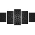 5-TEILIGES WANDBILD ORNAMENTALES MANDALA IN SCHWARZ-WEISS - BILDER MIT FENG SHUI-MOTIVEN - BILDER